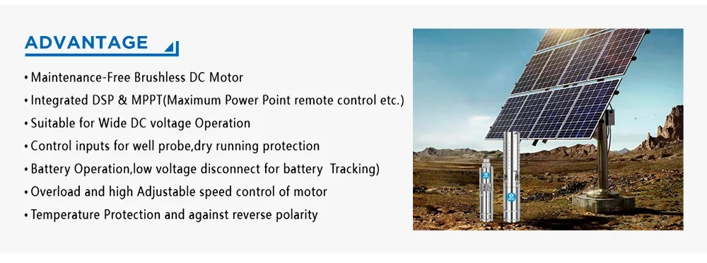 High Efficiency 48V 400W Submersible Deep Well Solar Water Pump for Irrigation